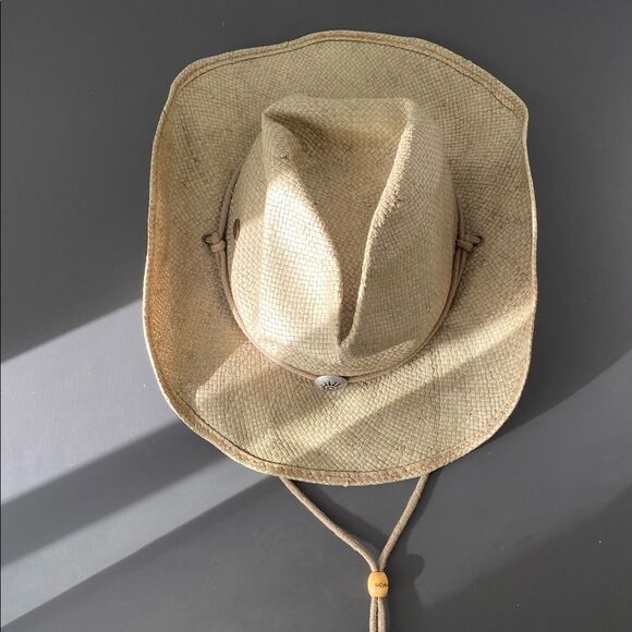 Scala Natural Straw Hat w/ Chin Strap Wired OS Western Outdoor Vacation Casual main image 9